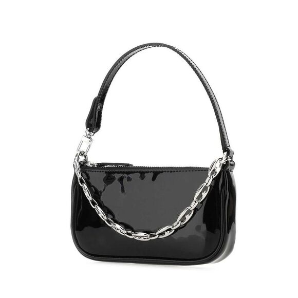 BY FAR Patent Finish Shoulder Bag with Chain Detail Women NEUTRALS Handbags - Picture 2 of 2